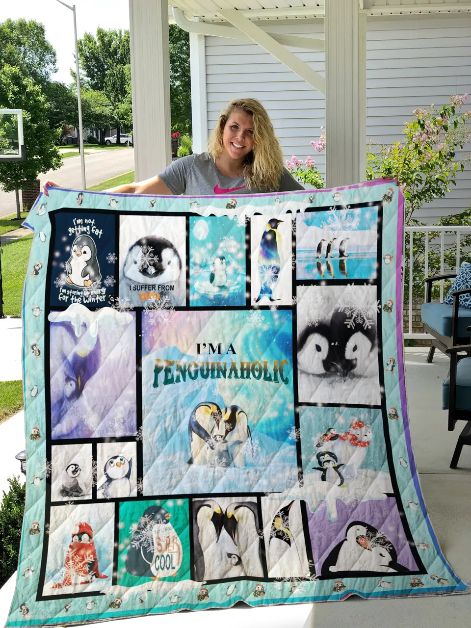 Penguin Aholic Modern Quilt and Home Decor