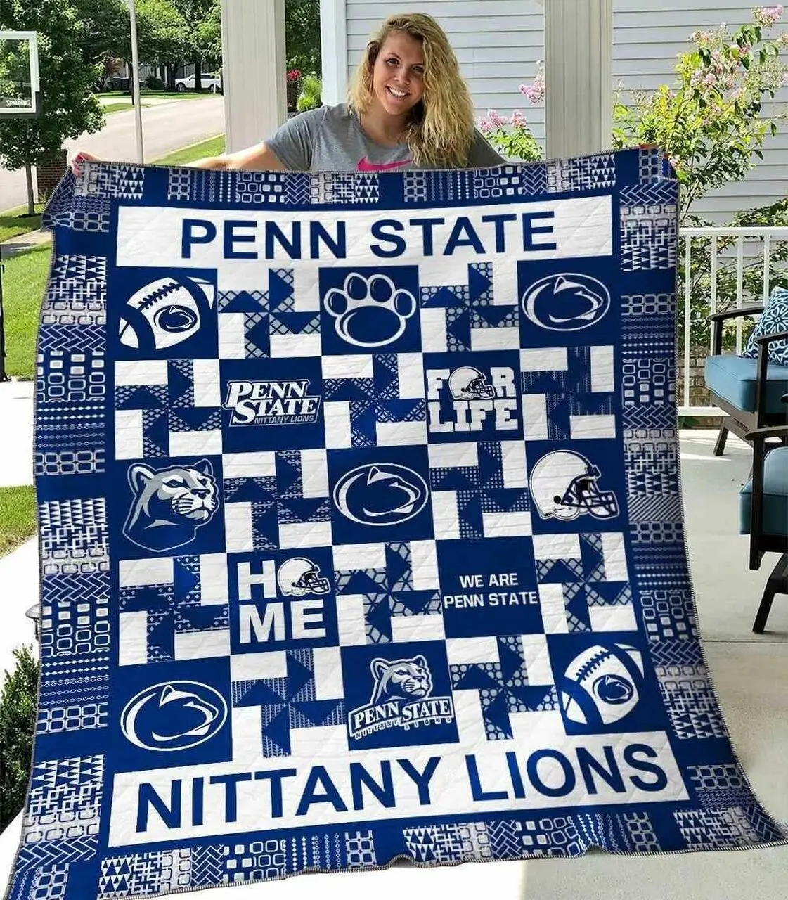 Penn State Nittany Lions 2 Blanket Th1607 Quilt and Home Decor