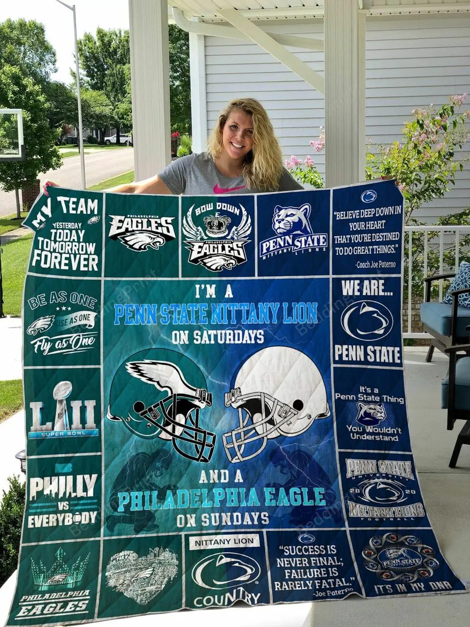 Penn State Nittany Lions & Philadelphia Eagle Quilt Blanket and Home Decor