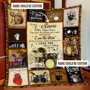 Personalized Love Drums Quilt Blanket and Home Decor
