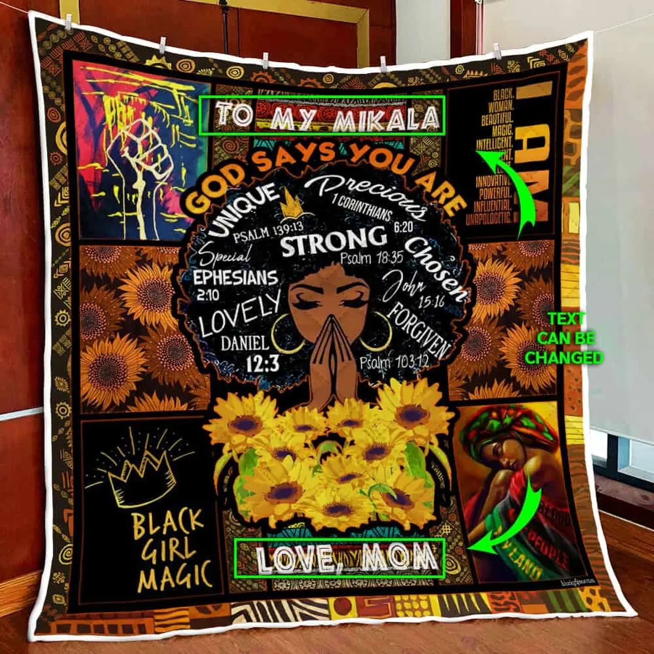 Personalized My Gorgeous Black Girl Quilt Blanket and Home Decor