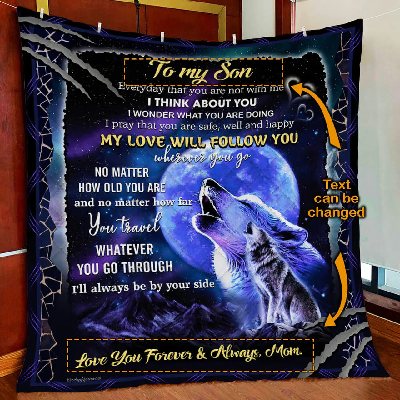 Personalized My Wolf Quilt Blanket and Home Decor