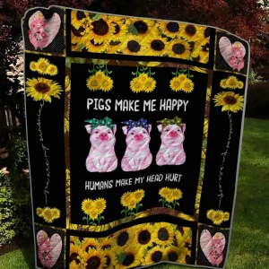 Pigs Make Me Happy Quilt and Home Decor