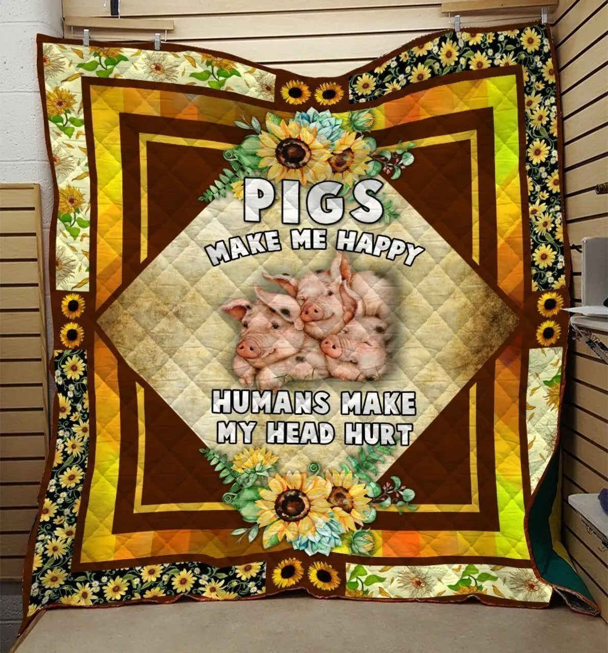 Pigs Sunflower Quilt Tdhhe and Home Decor