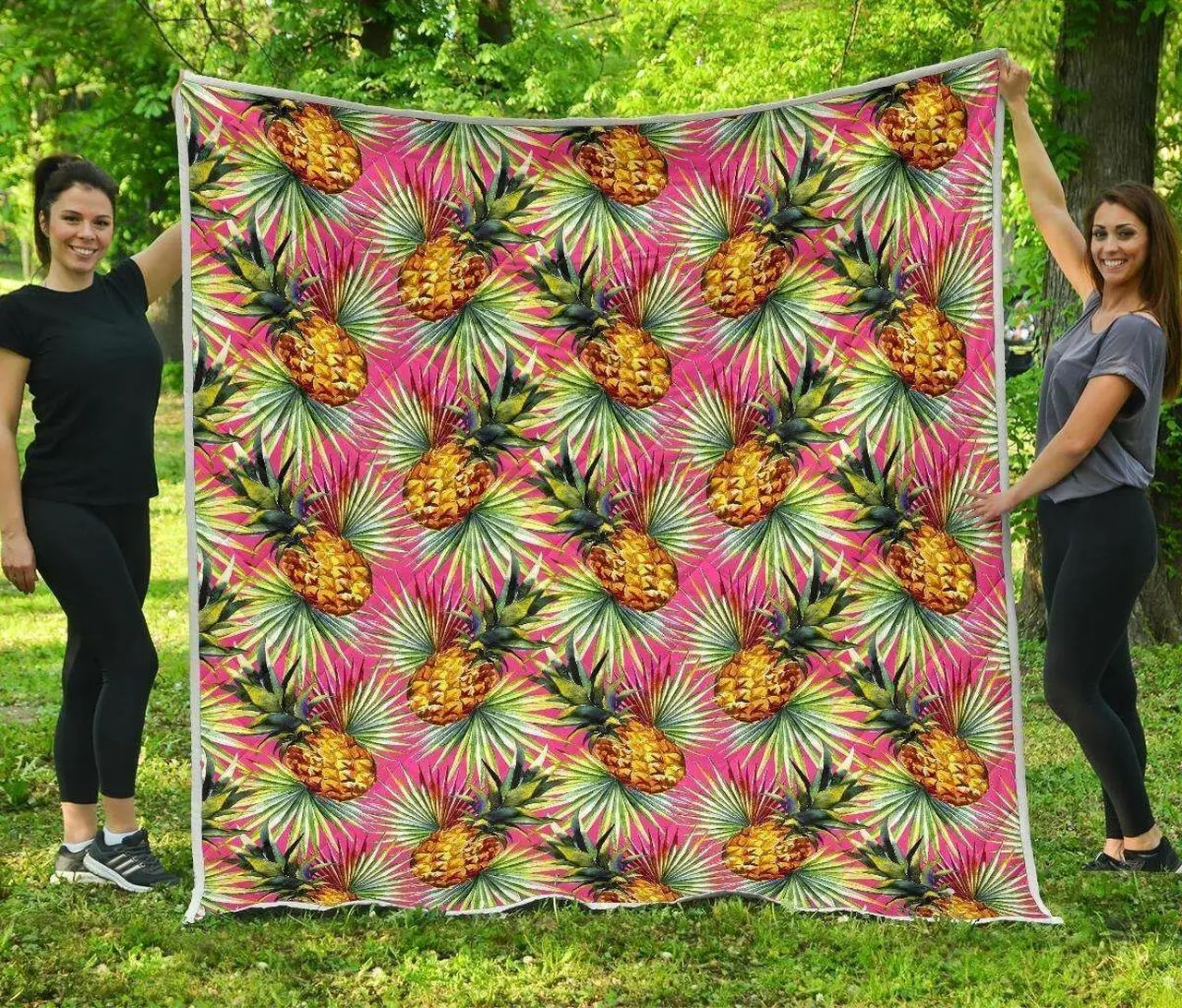 Pink Watercolor Pineapple Hur Quilt Bevrra and Home Decor