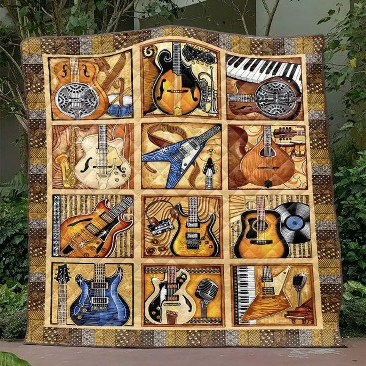 Play The Guitar Quilt Blanket Tt99 Quilt and Home Decor