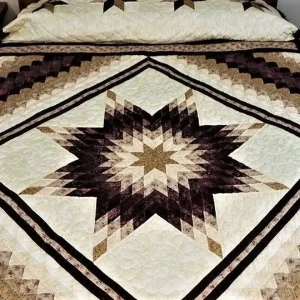Plum Tan Star Quilt Tdhri and Home Decor