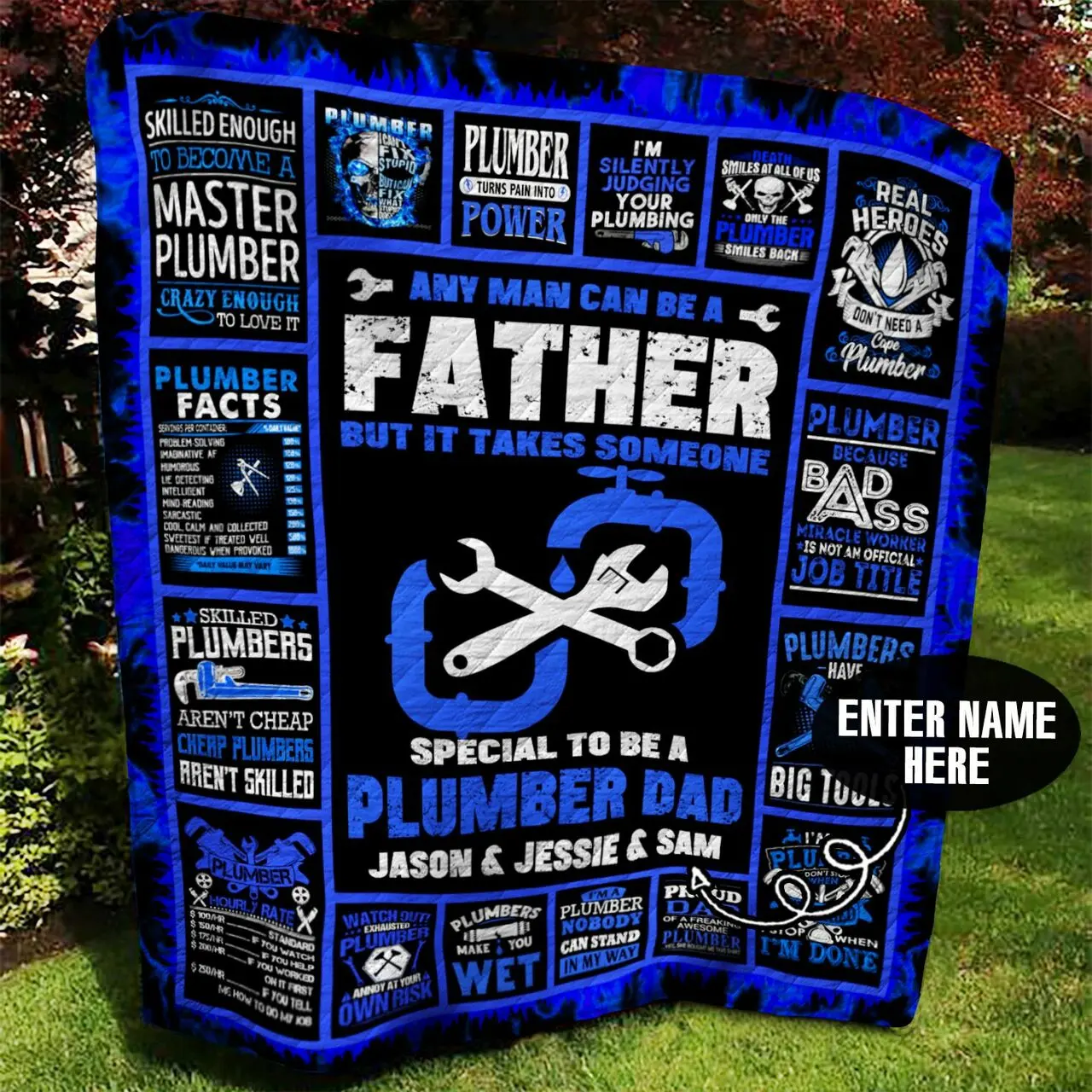 Plumber Dad Personalized Quilt Blanket Bbb080627Sm and Home Decor