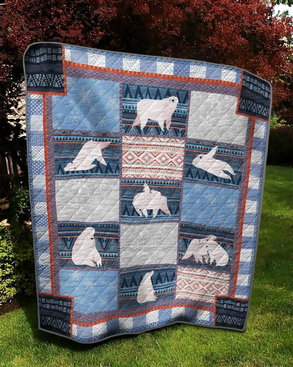 Polar Bears On Seamless Boho Pattern Kc Quilt Tdhao and Home Decor