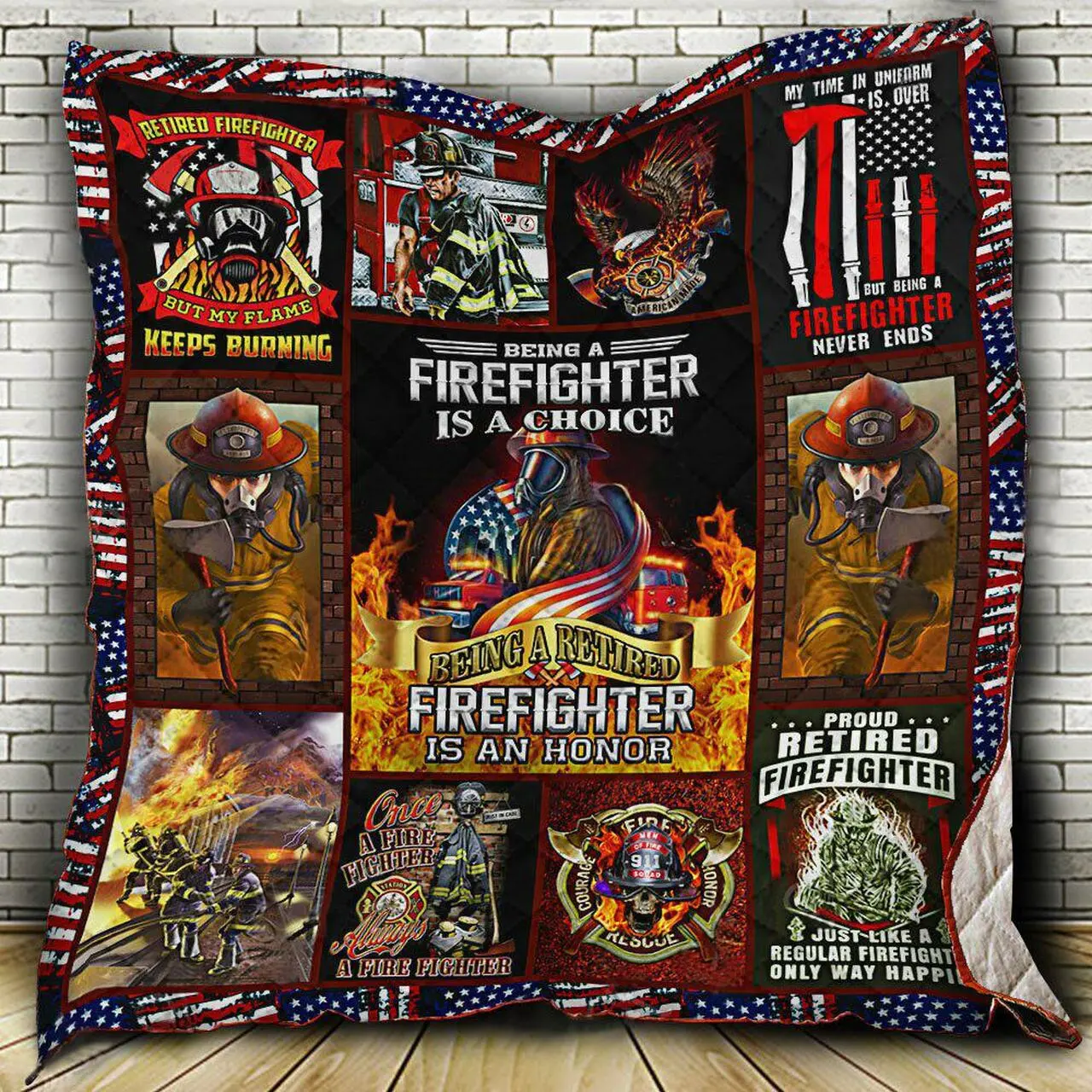 Proud Retired Firefighter Quilt X0708-04 Quilt and Home Decor