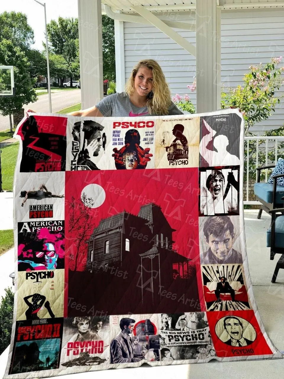 Psycho Quilt Blanket 0593 and Home Decor