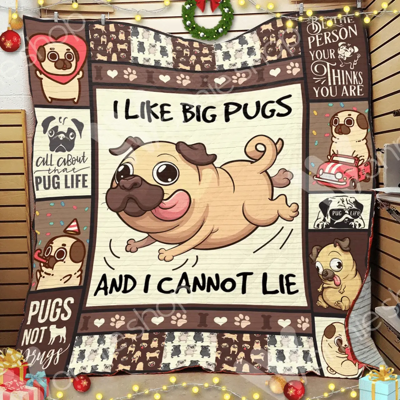 Pug Dog Cl14100426Mdq Quilt Blanket and Home Decor