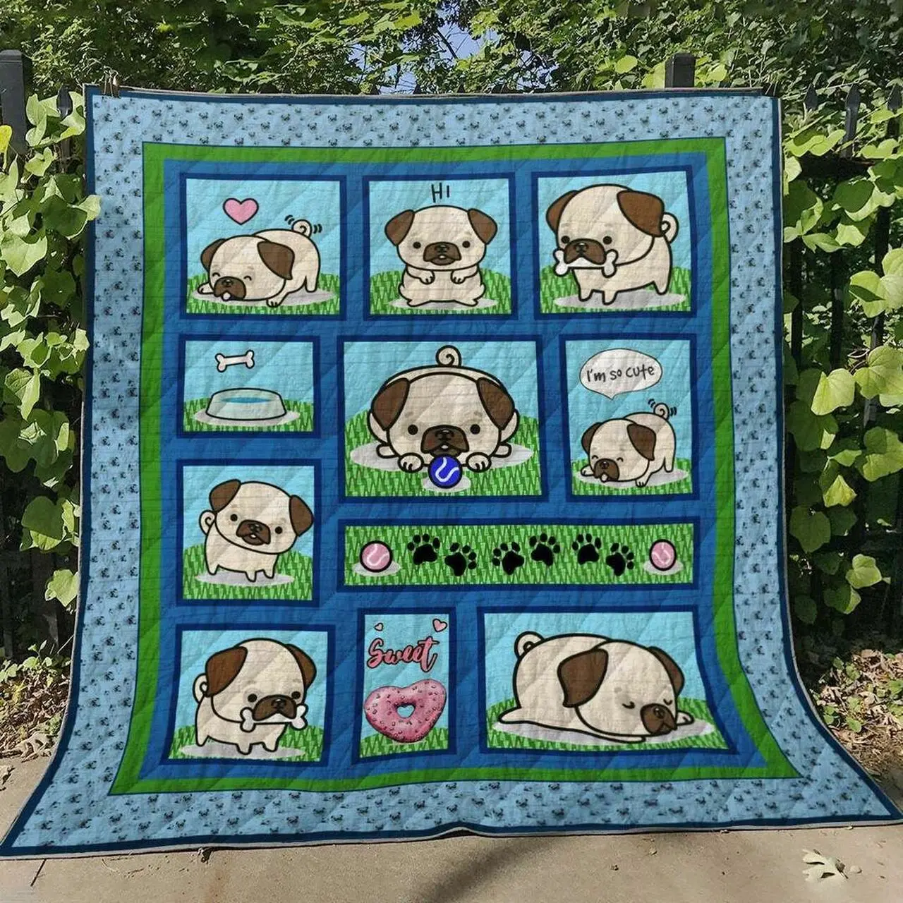 Pug Ml140621 Quilt Blanket and Home Decor