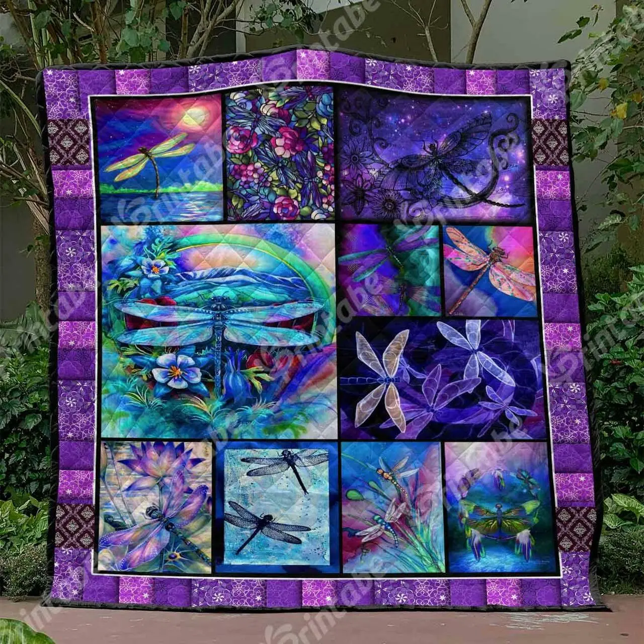 Purple Angels Dragonfly Blanket Vh09 Quilt and Home Decor