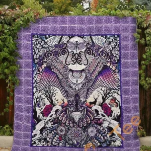 Purple Feather Owl Blanket TH0207 Quilt and Home Decor