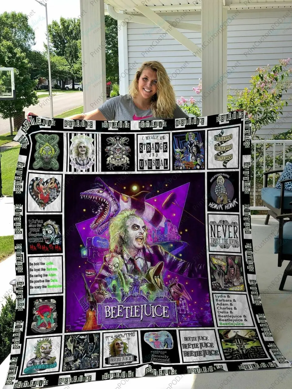 Qd Beetlejuice Quilt Blanket and Home Decor