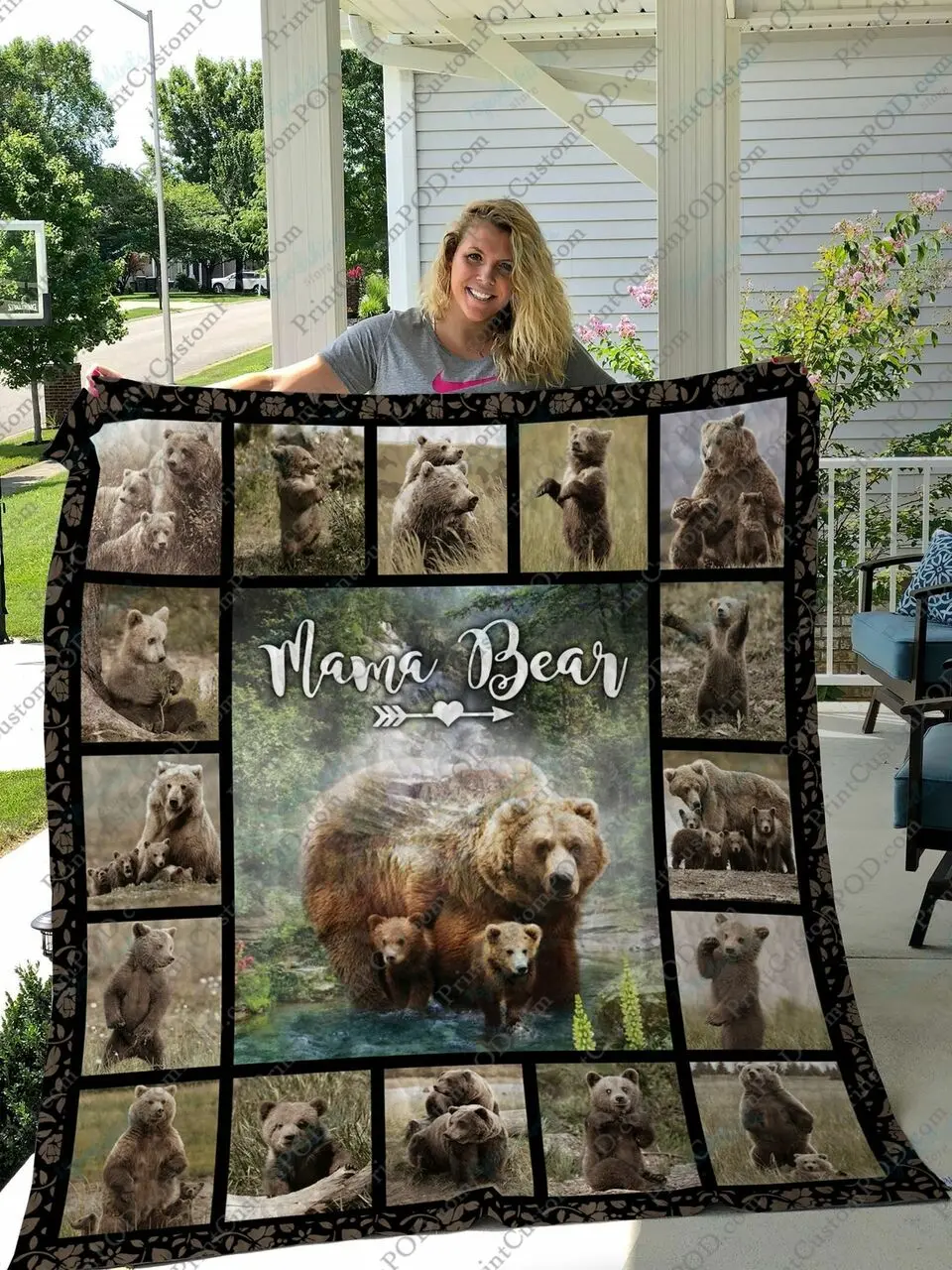 Qd Mama Bear Ver2 Quilt Blanket and Home Decor