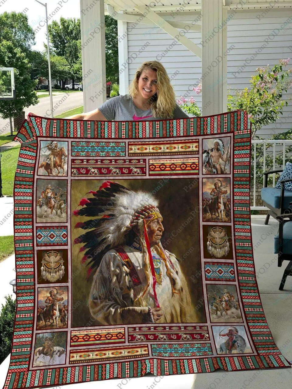 Qd Native American Quilt Blanket Ver 4 and Home Decor