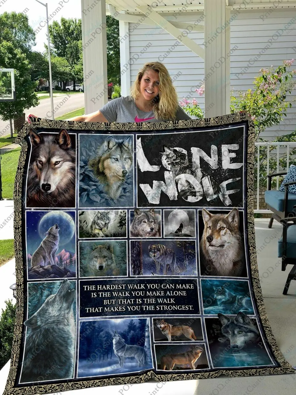 Qd The Lone Wolf Quilt Blanket and Home Decor