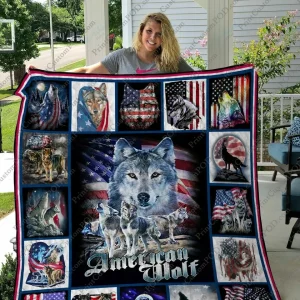 Qd Wolf America Quilt Blanket and Home Decor