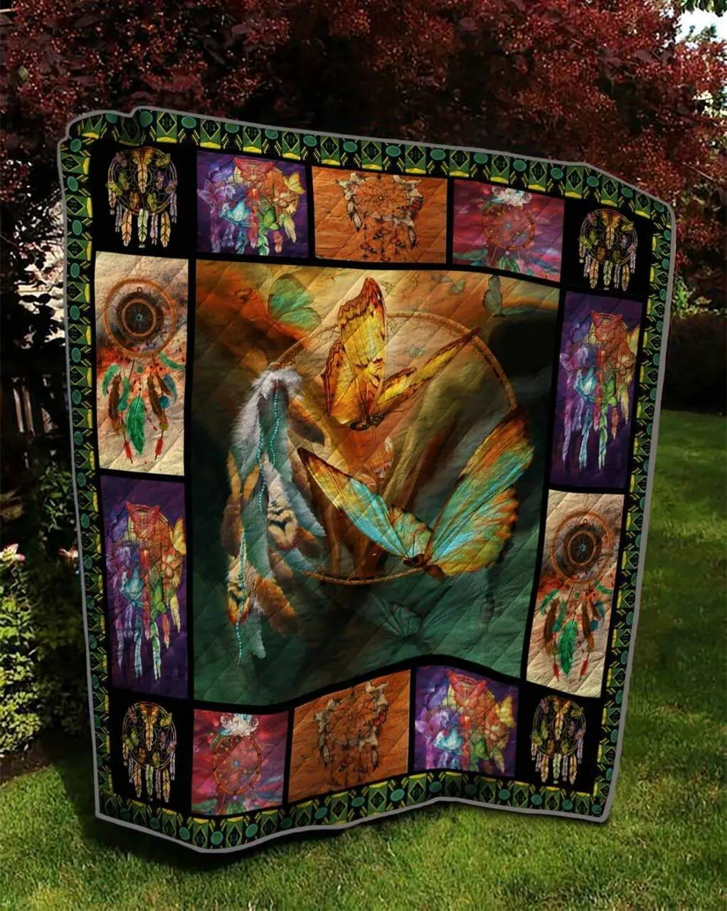 Queen Butterfly Quilt V1 and Home Decor
