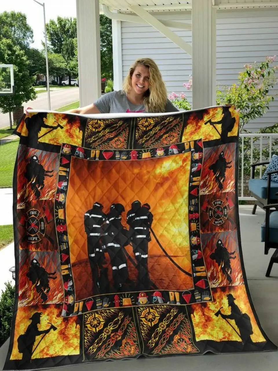 Quilts Firefighter Gacl47 and Home Decor