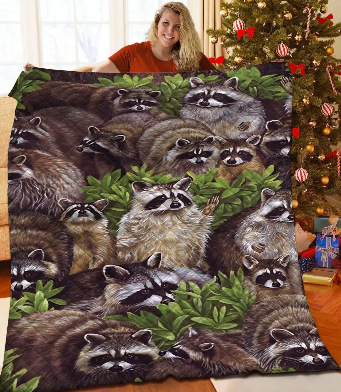 Racoon JFJ11783 3D Customized Quilt 2707 and Home Decor