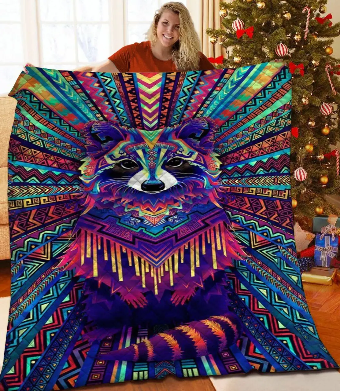 Racoon JFJ11785 3D Customized Quilt 2707 and Home Decor