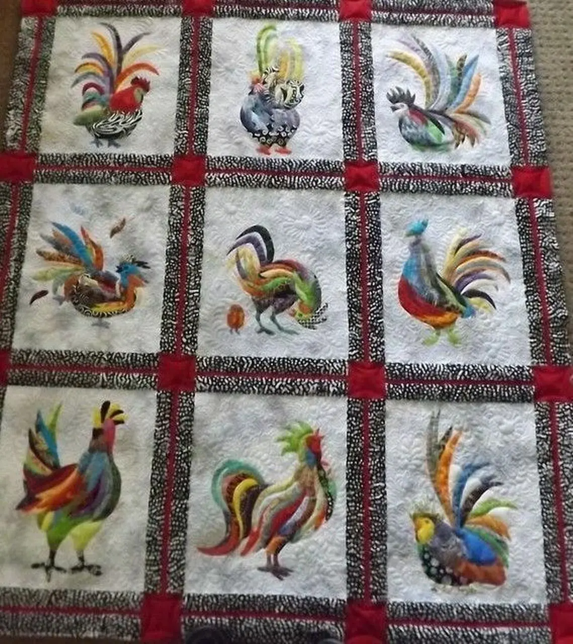 Radical Roosters Quilt Tdhls and Home Decor