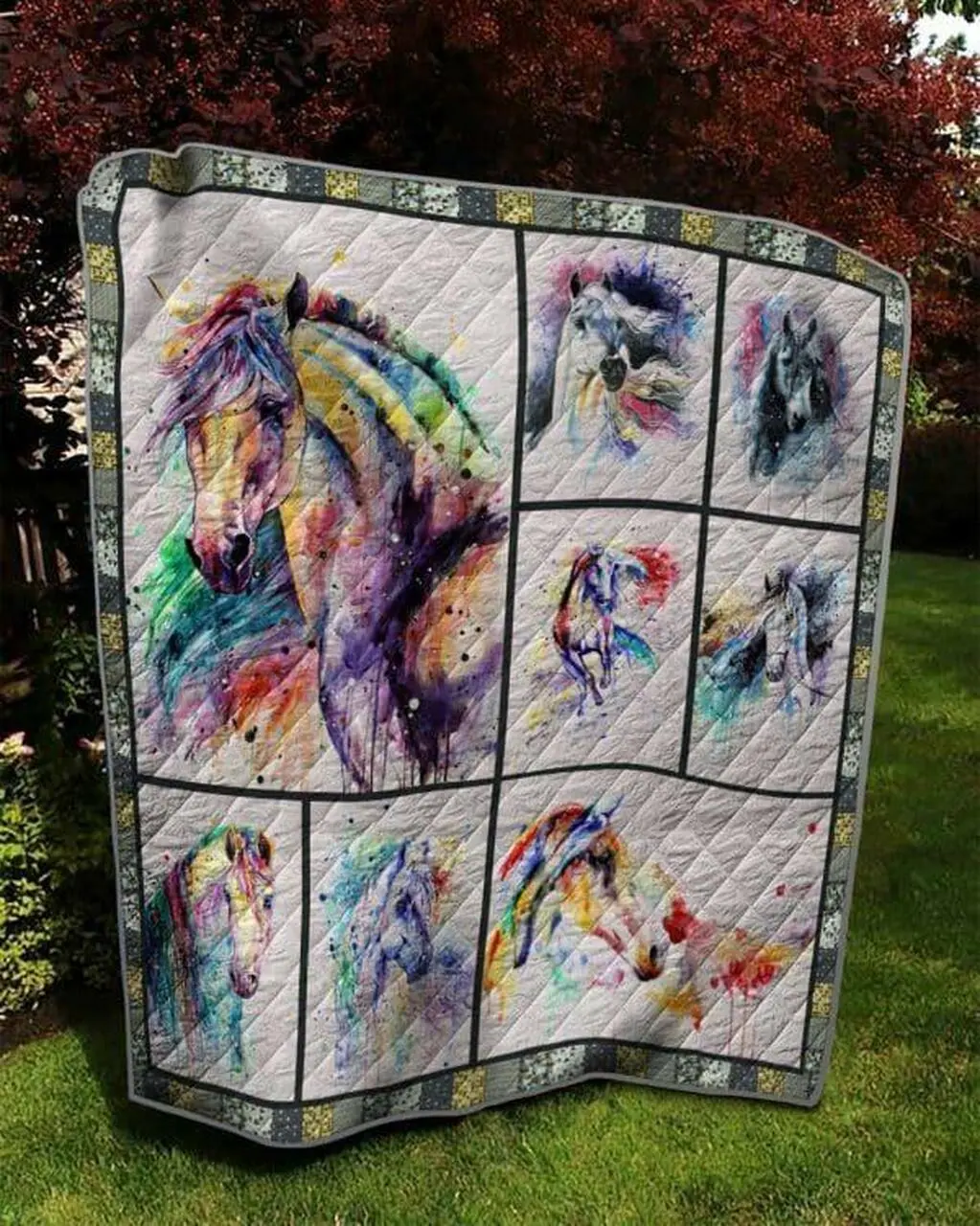 Rainbow Horse 2 Quilt Blanket Quilt and Home Decor