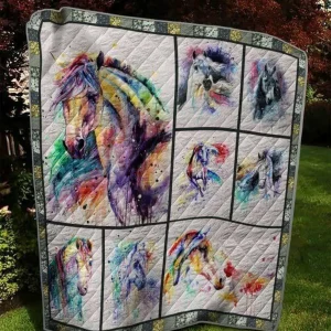 Rainbow Horse 2 Quilt Blanket Quilt and Home Decor
