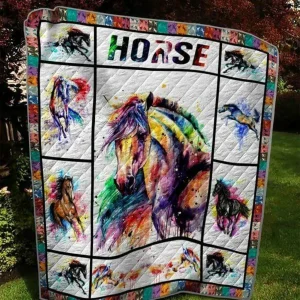 Rainbow Horse Quilt Blanket Quilt and Home Decor