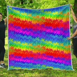 Rainbow Palm Tree Cl17100512Mdq Quilt Blanket and Home Decor