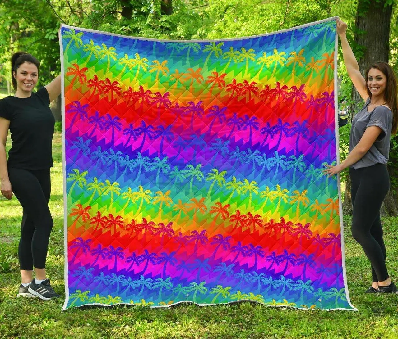 Rainbow Palm Tree Cl17100512Mdq Quilt Blanket and Home Decor