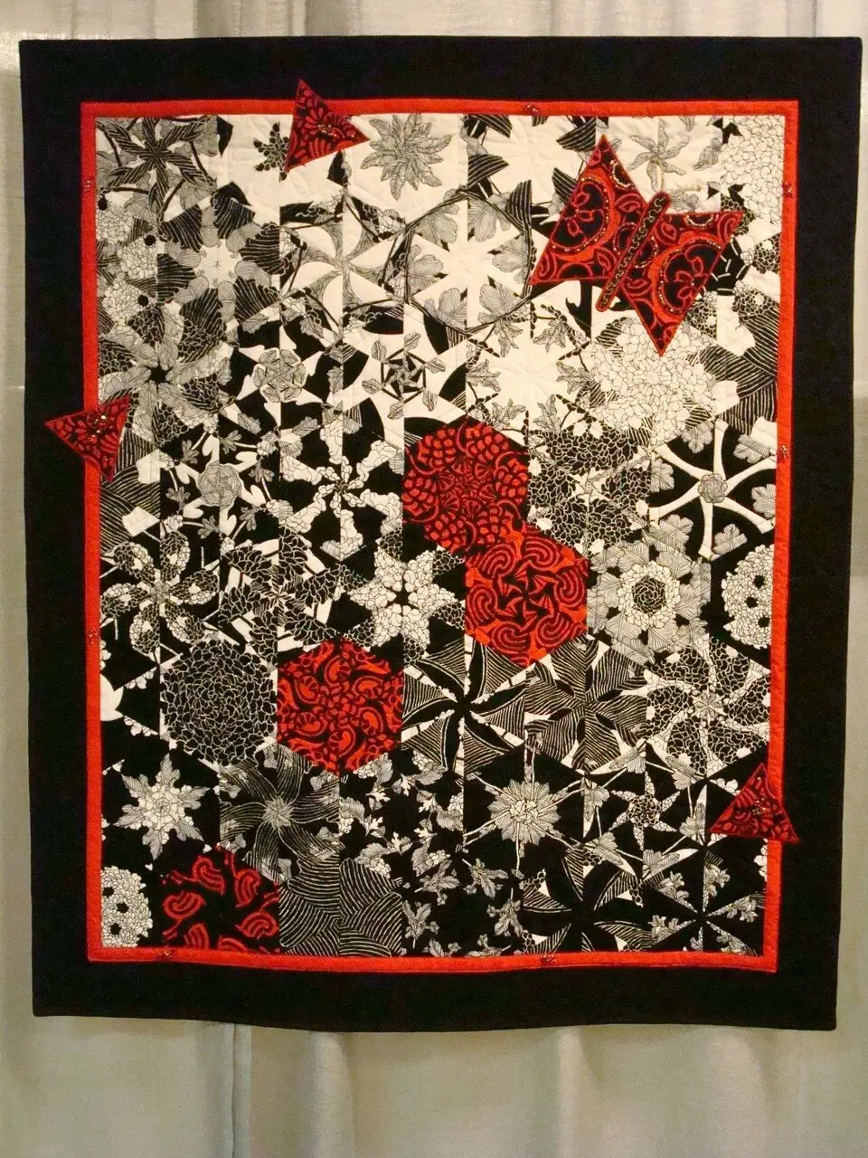 Red Butterfly Flower Quilt Tdhho and Home Decor