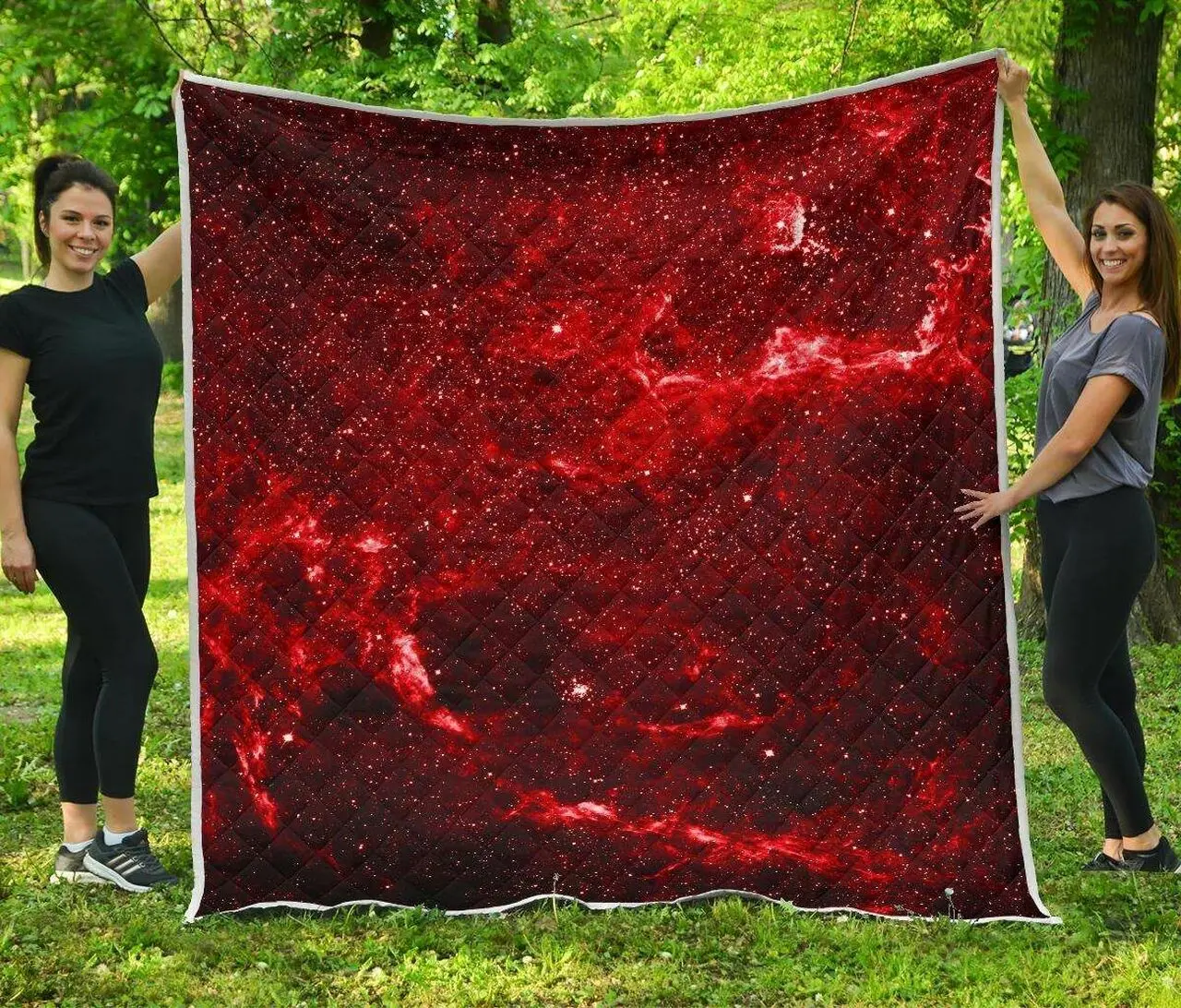 Red Stardust Universe Galaxy Space Cl17100532Mdq Quilt Blanket and Home Decor