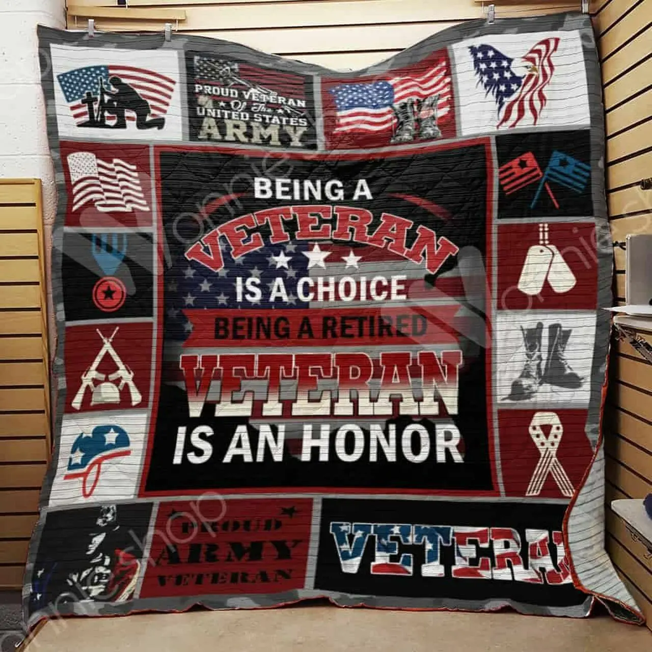 Retired Veteran Quilt Blanket Dhc03021257Td and Home Decor