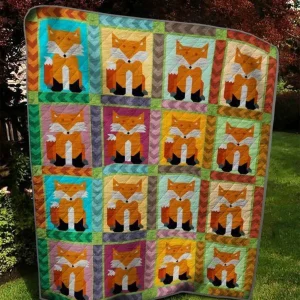 Robot Fox Quilt Blanket Quilt and Home Decor