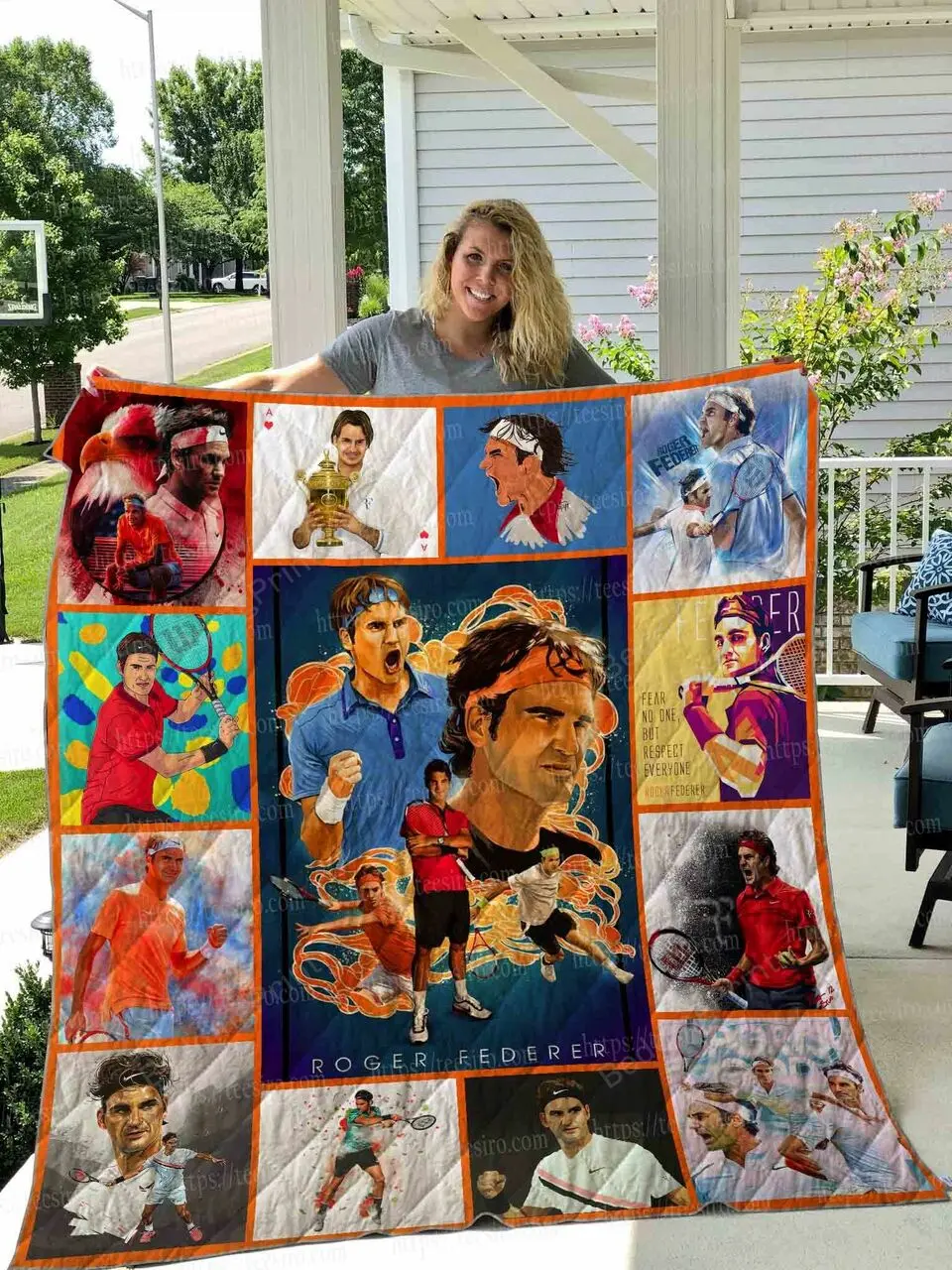 Roger Federer Quilt Blanket 01 and Home Decor