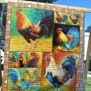 Rooster Nx090533 Quilt Blanket and Home Decor