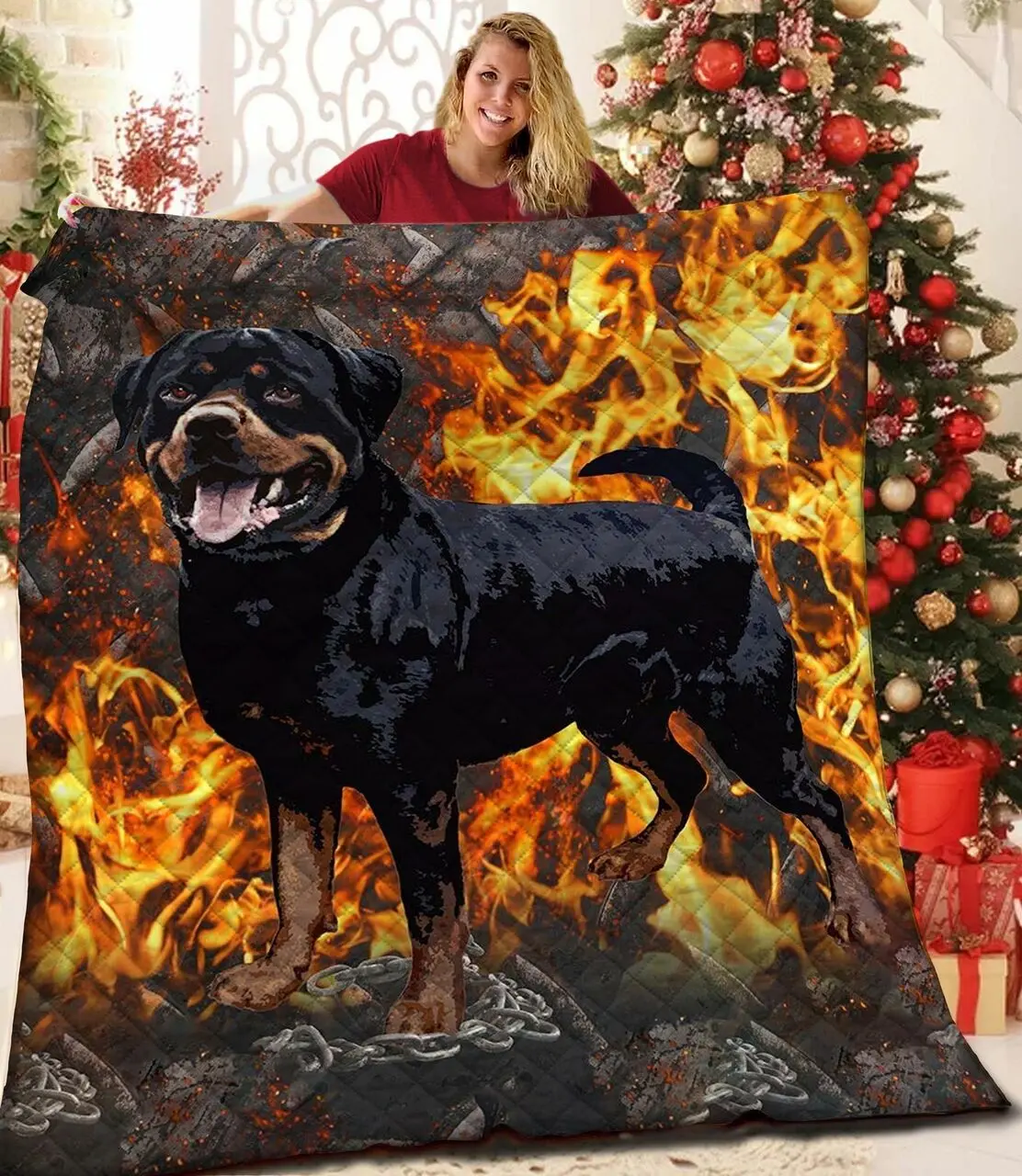 Rottweiler JFJ12099 3D Customized Quilt 2707 and Home Decor