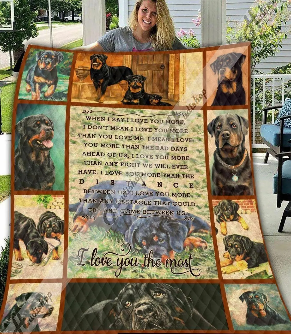 Rottweiler Nt 02012005 Awesome LKI190 3D Customized Quilt Hip and Home Decor