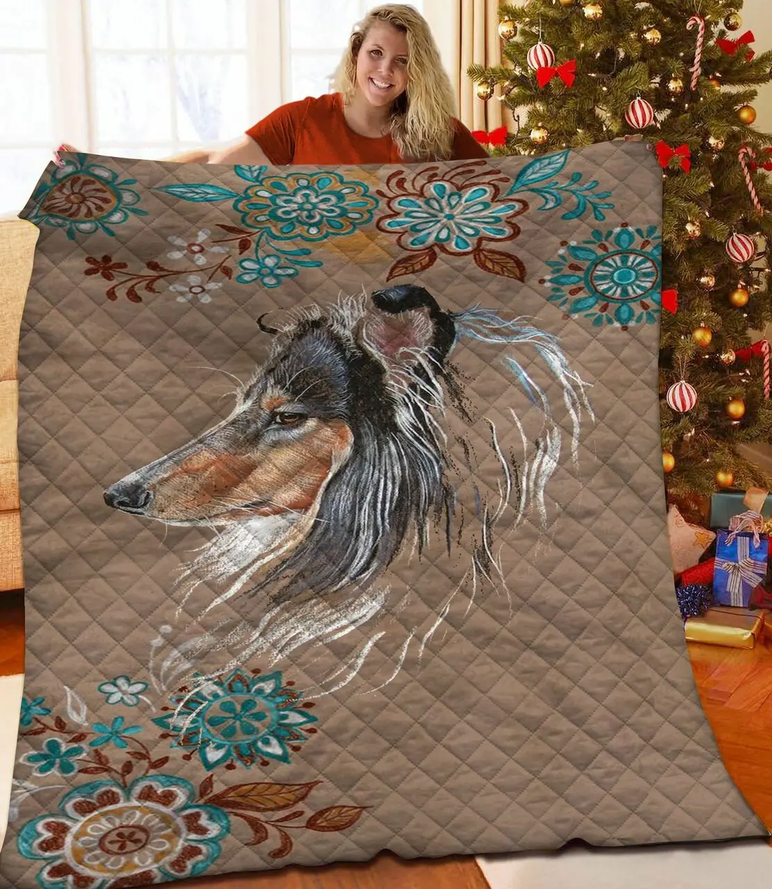 Rough Collie JFJ12106 3D Customized Quilt 2707 and Home Decor