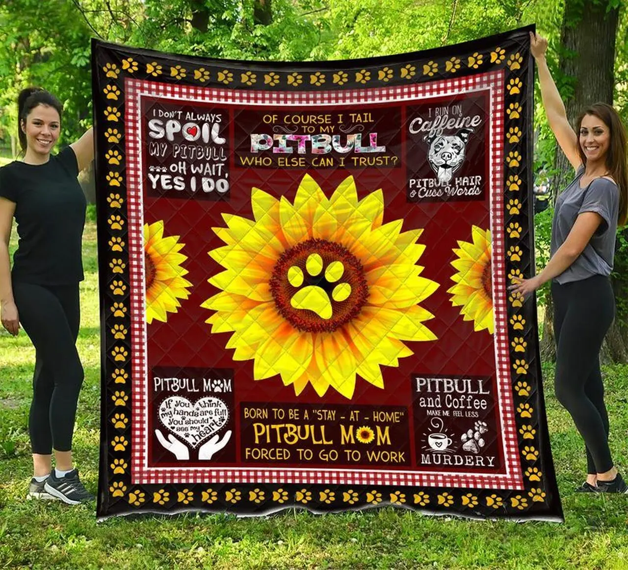 Run On Caffeine Pitbull Mom Quilt Blanket Dhc1402913Td and Home Decor