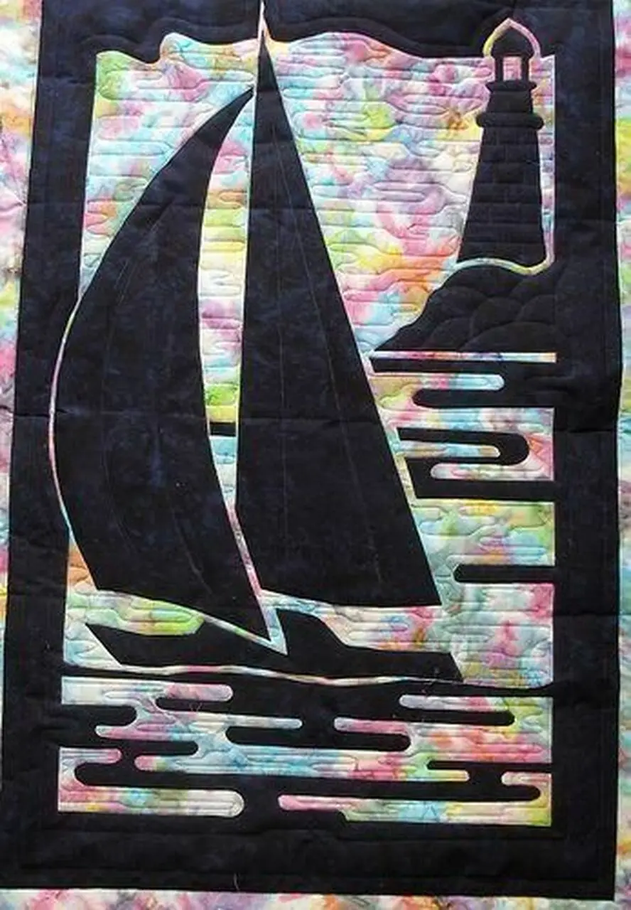 Sailing Boat And Lighthouse Clm0910153 Quilt Blanket and Home Decor