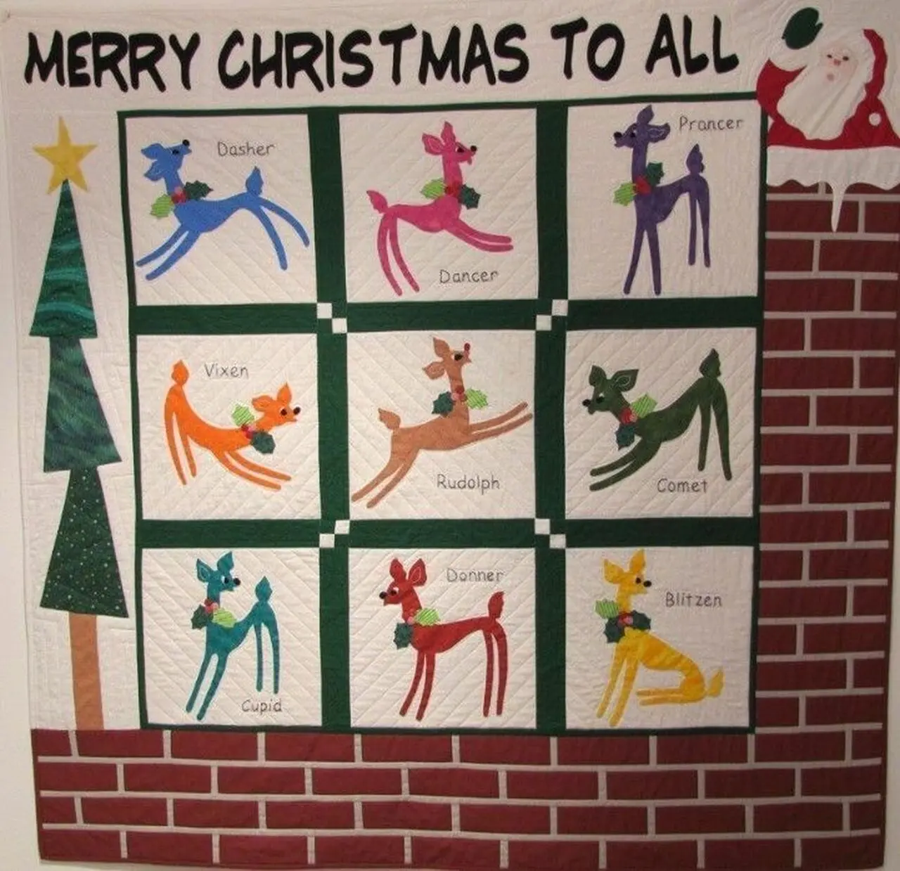 Santa Deer Quilt Tdhoz and Home Decor
