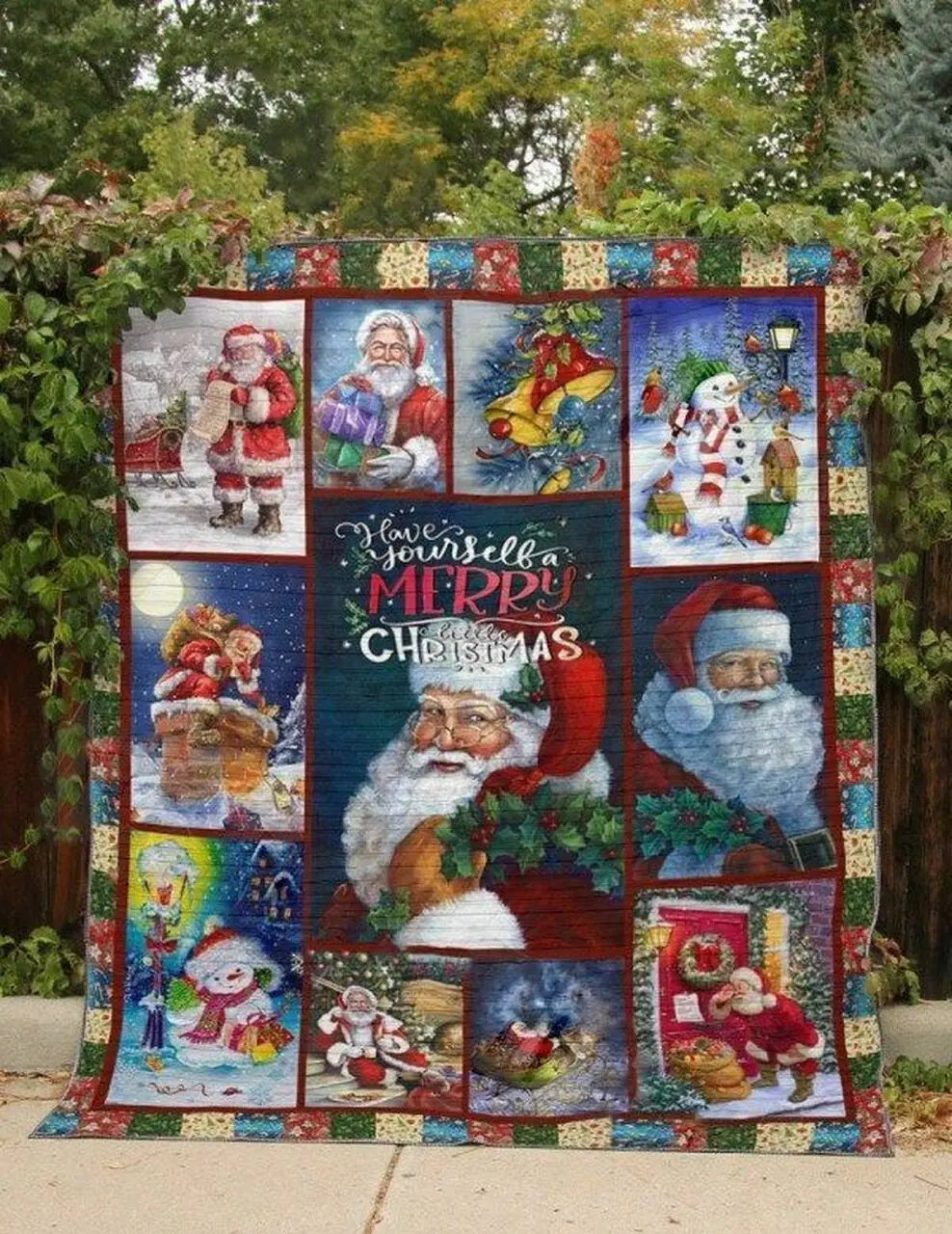 Santa Us Christmas Quilt Tdhst and Home Decor