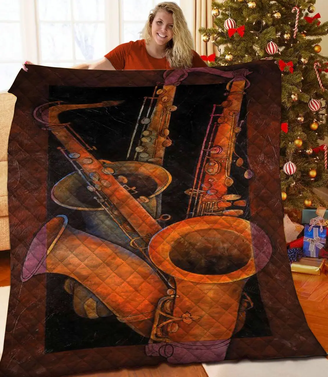 Saxophone JFJ12256 3D Customized Quilt 2707 and Home Decor