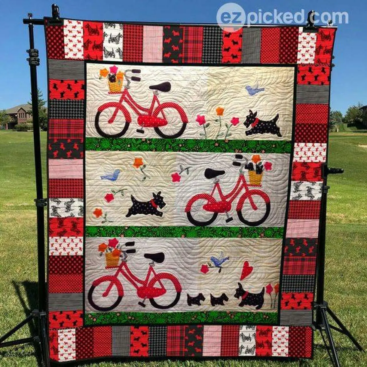 Scottie Playing Quilt Blanket Lk08 Quilt and Home Decor