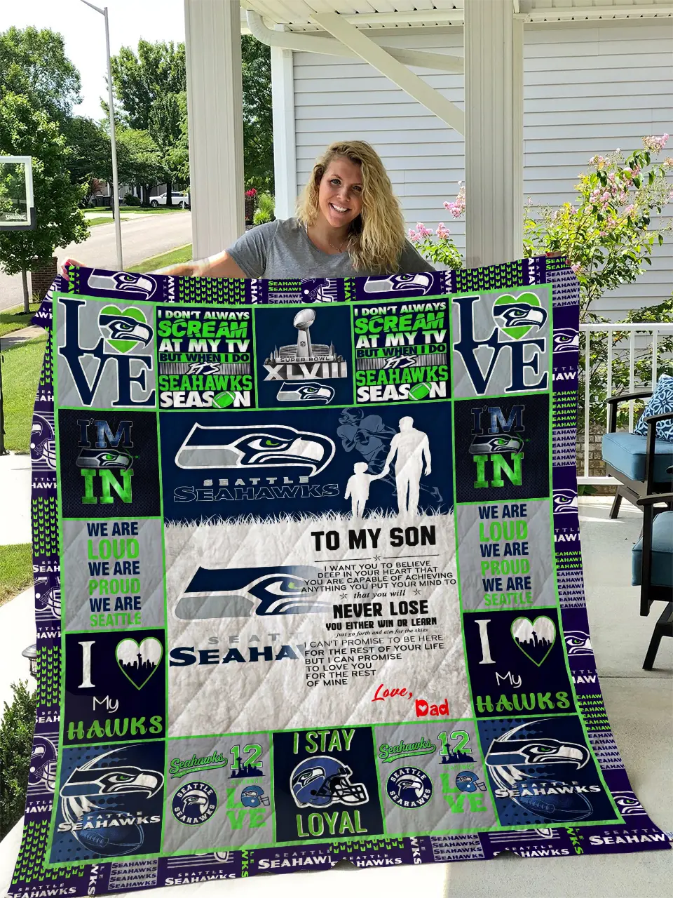 Seattle Seahawks – Dad To Son Quilt I1D1 and Home Decor